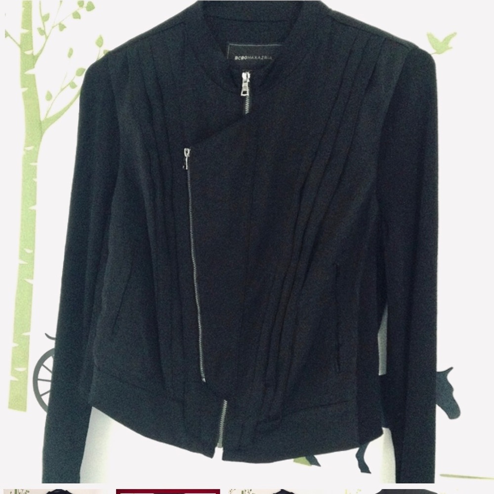 BCBG Oren Raw Edge Black Cropped Jacket XS